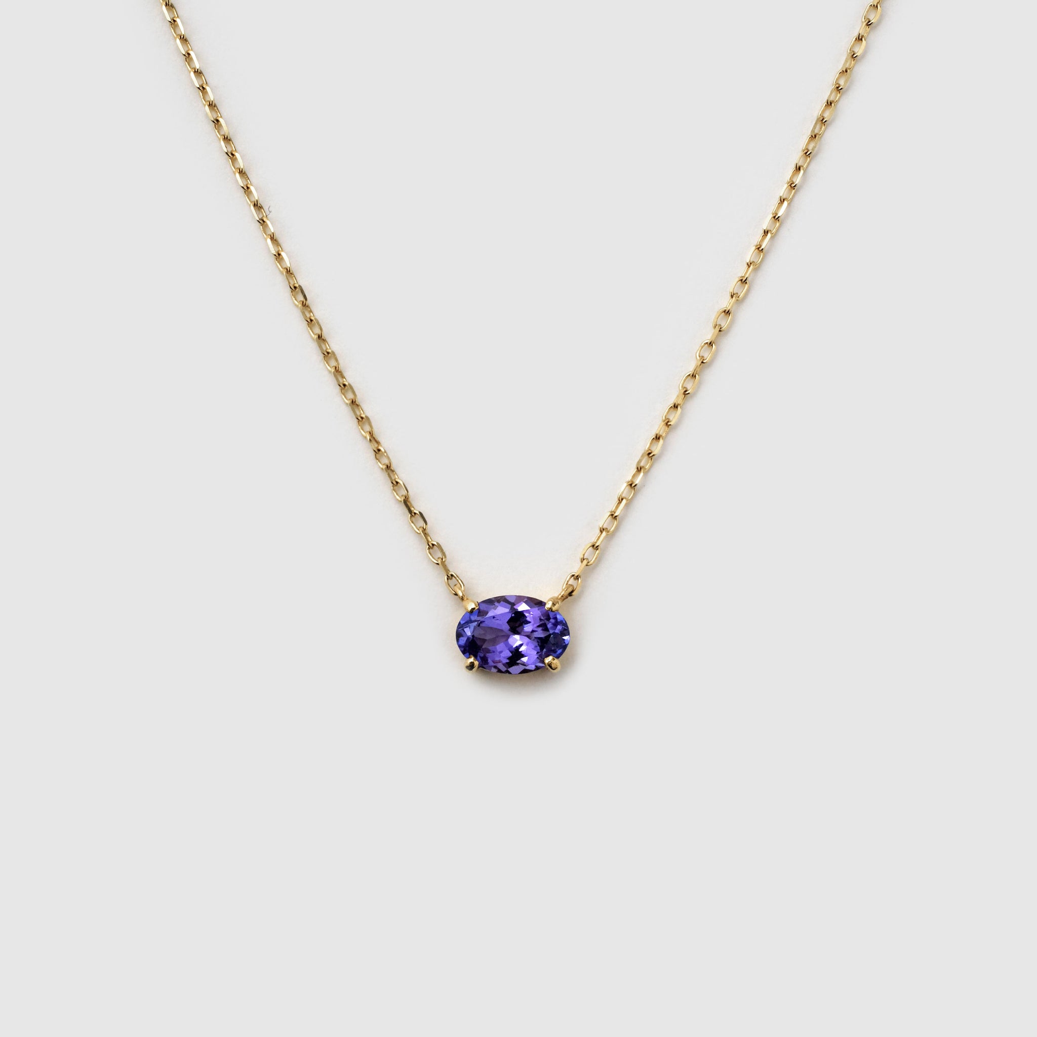 Oval Shape Tanzanite Necklace, 18k solid gold
