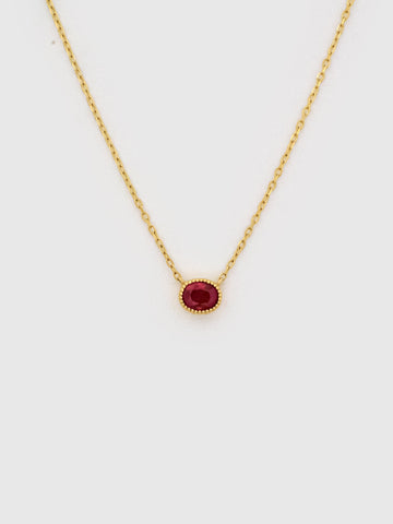 Oval Ruby Necklace, 18k solid gold