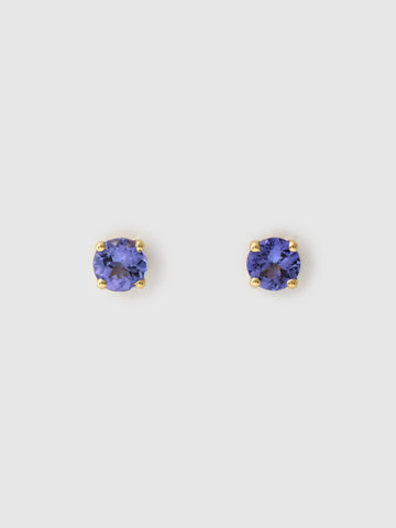 Basic Round Tanzanite Earrings, 18k solid gold