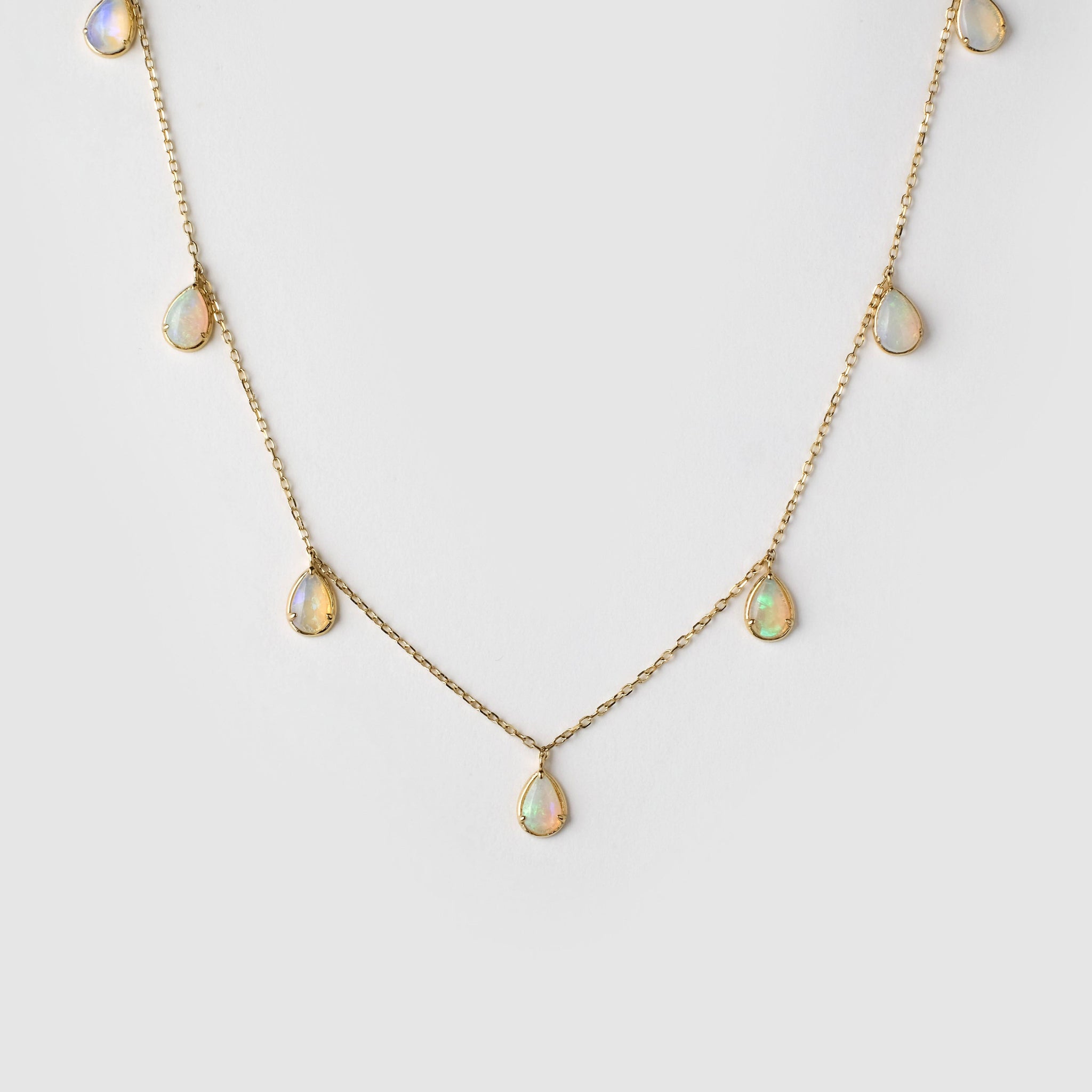 Drop Opal Muti-stone Necklace, 18k solid gold