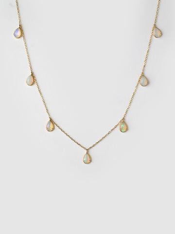 Drop Opal Muti-stone Necklace, 18k solid gold