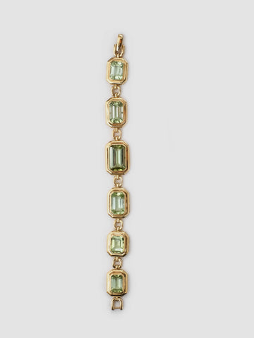 Rectangular Green Tourmaline Bracelet, 18k solid gold