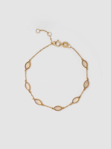 Marquise Opal Chain Bracelet, 18k solid gold