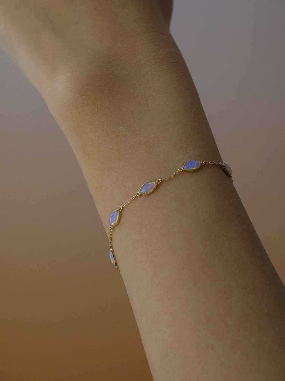 Marquise Opal Chain Bracelet, 18k solid gold