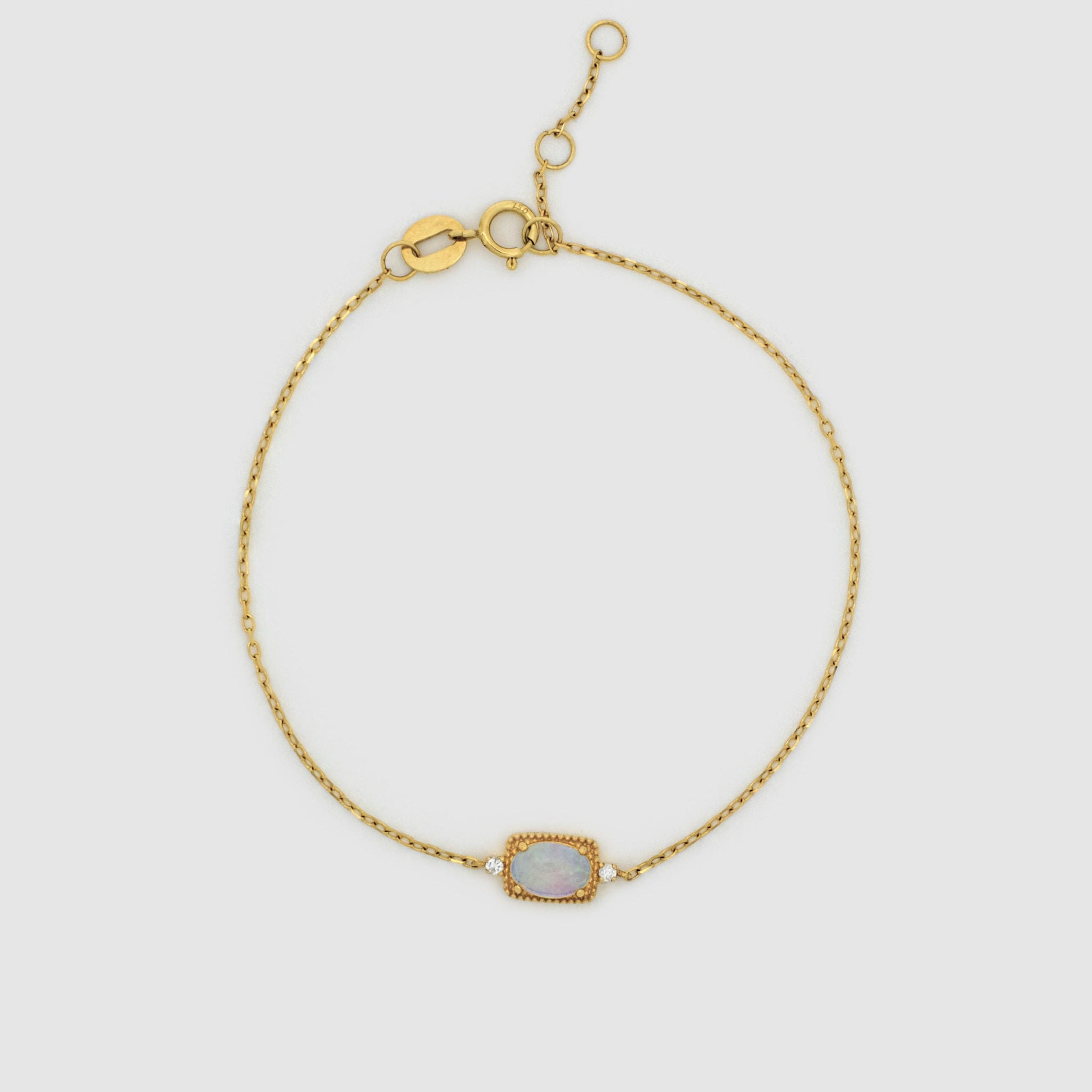 Oval Opal Diamond Bracelet, 18k solid gold