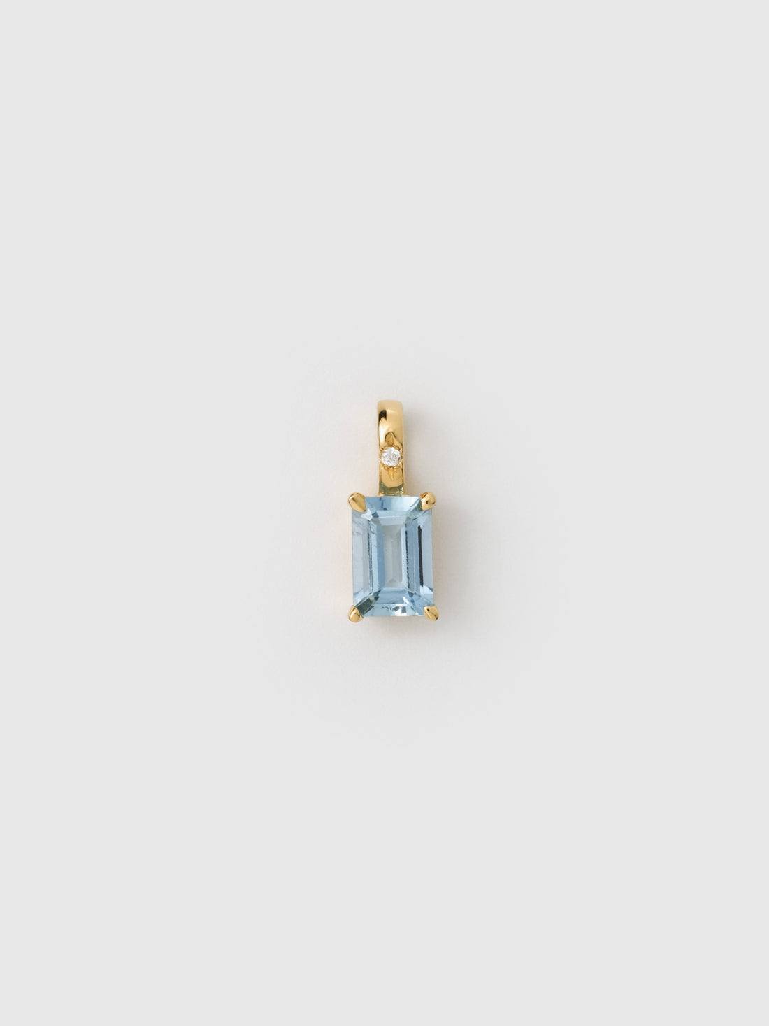 Rectangle Aquamarine Diamond Necklace / Pendant, 18k solid gold