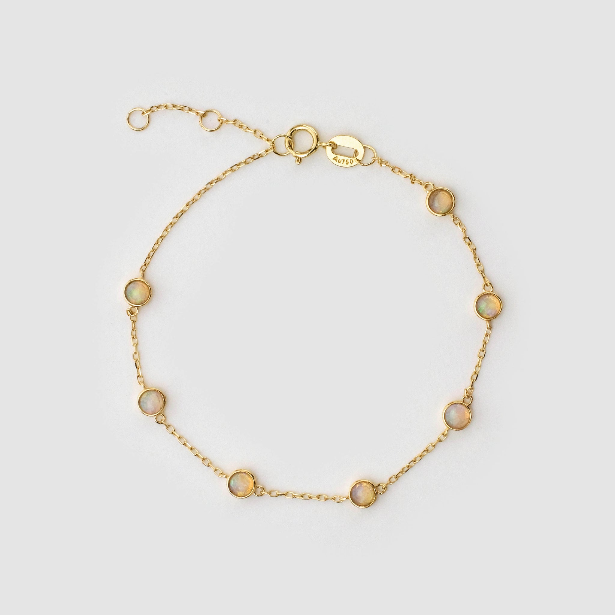 Round Opal Muti-stone Bracelet, 18k solid gold