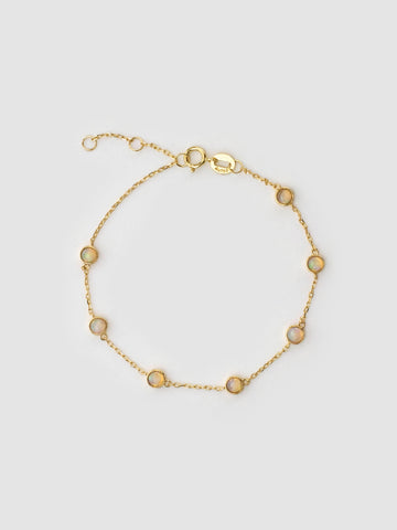 Round Opal Muti-stone Bracelet, 18k solid gold
