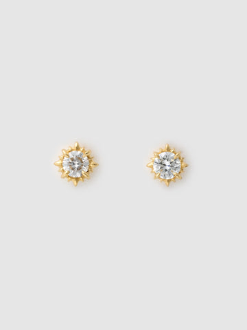 Sun Star Diamond Earrings, 18k solid gold