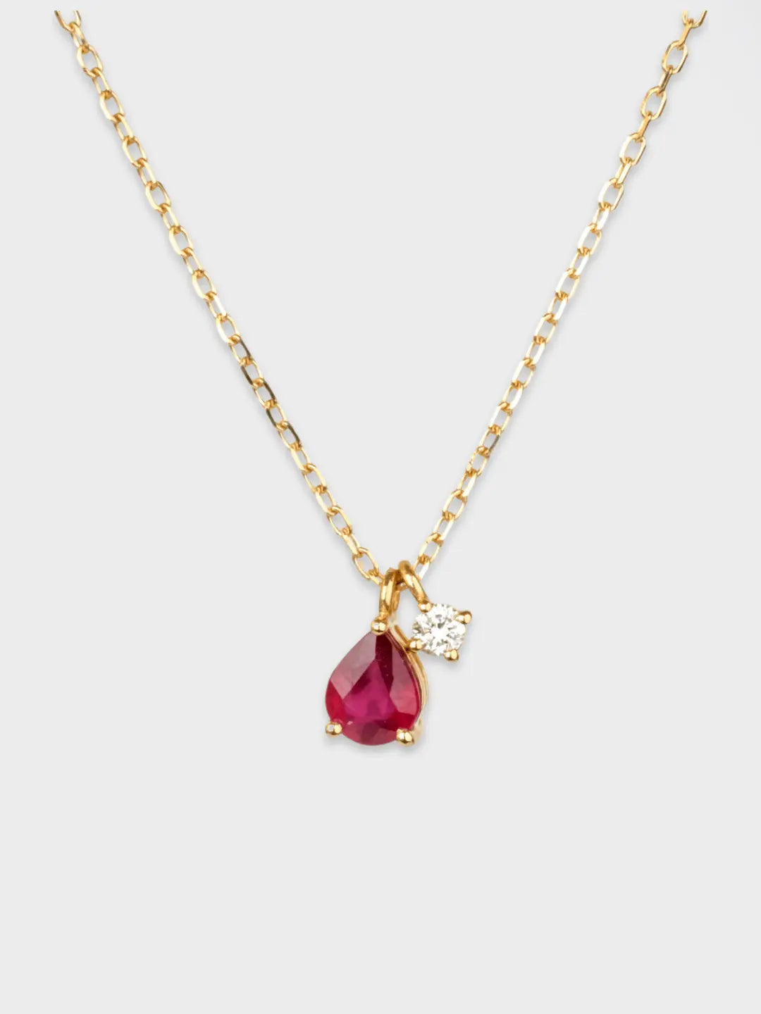 Drop Ruby Diamond Necklace 14k/18k solid gold