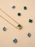 Mira Teal Sapphire Necklace detail view