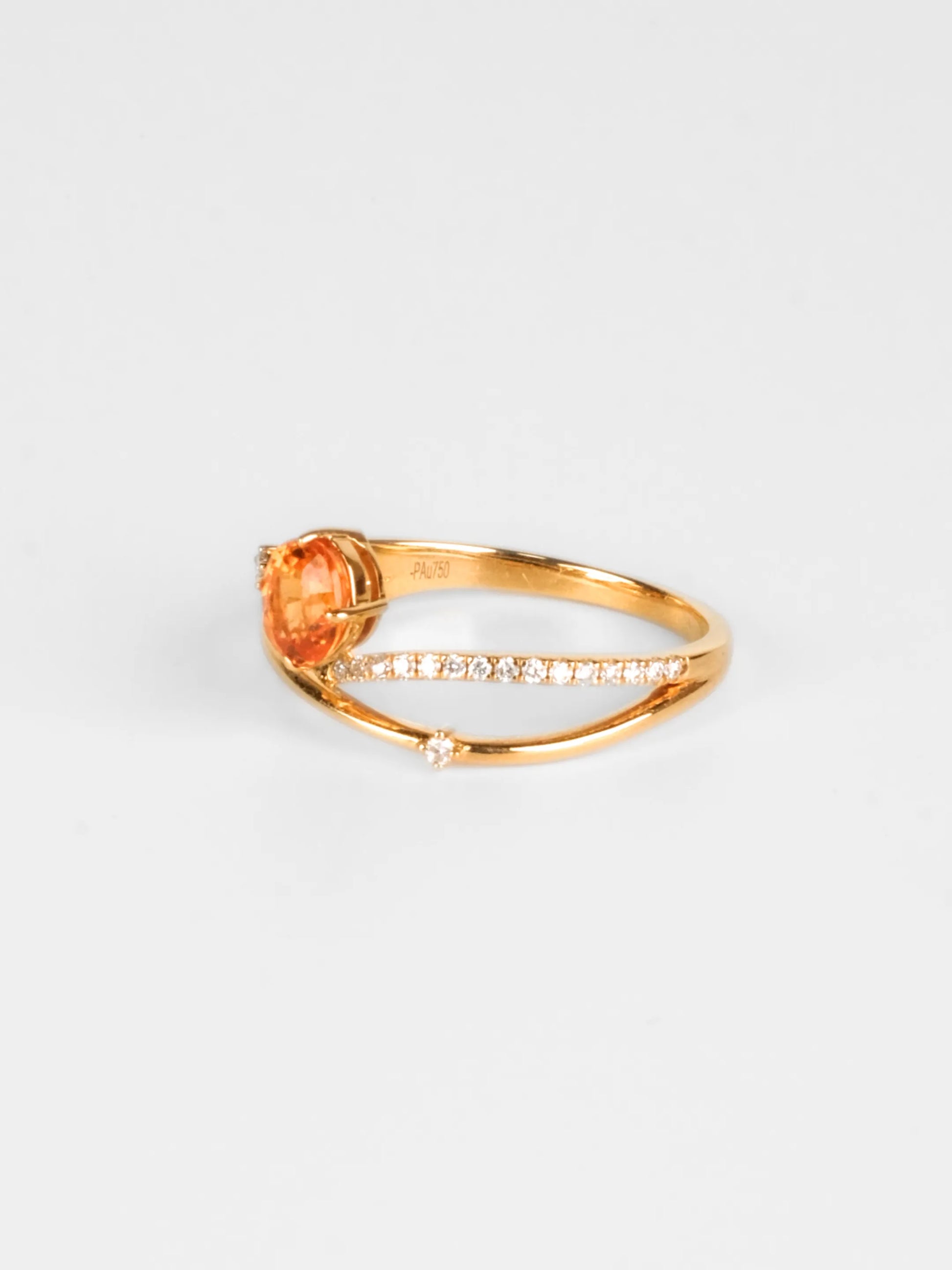 oval Spessartine garnet Diamond Ring in 14k or 18k solid gold