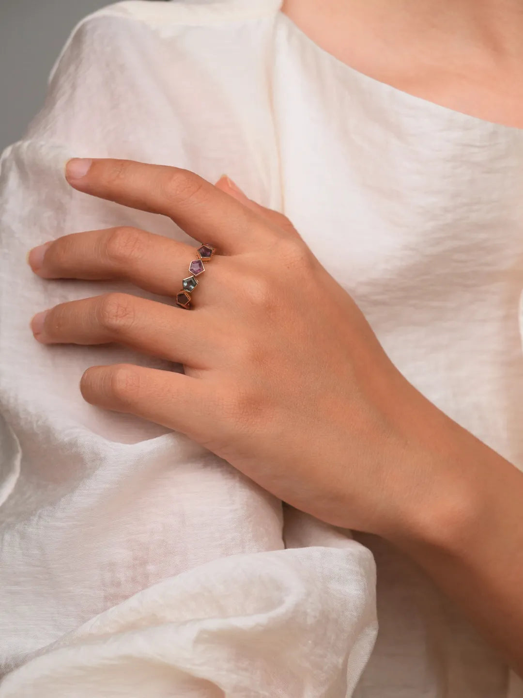 AURORA Irregular Spinel Multi-Stone Eternity Ring