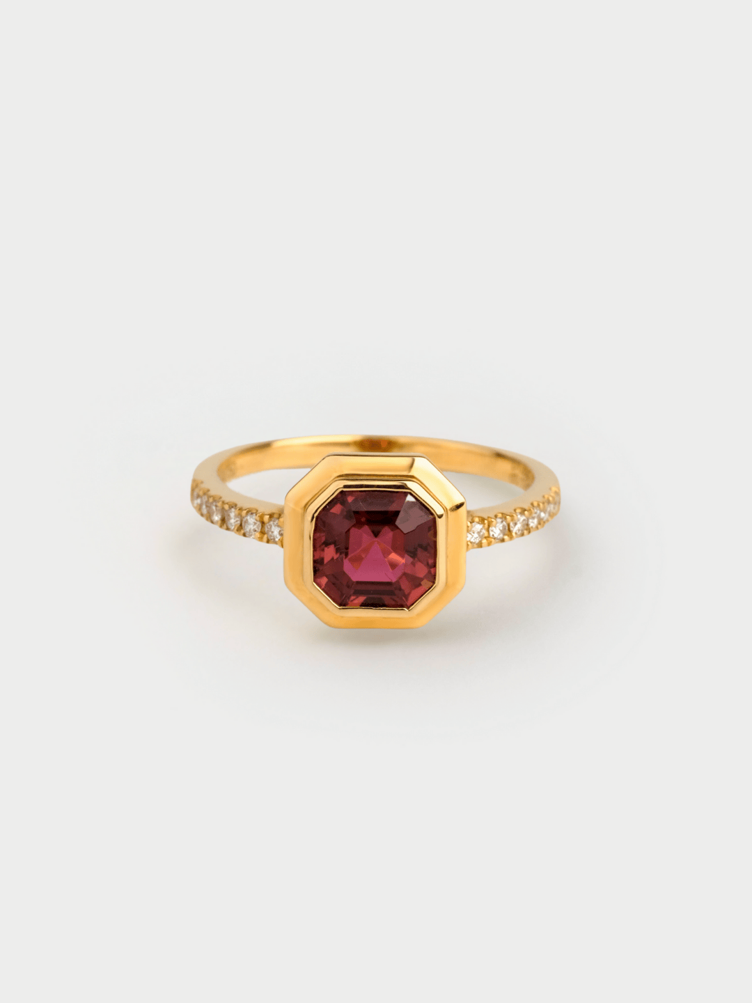 Asscher-cut Pink Tourmaline Diamond Ring