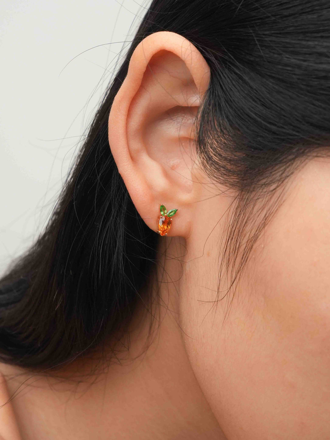 CARROT Drop Spessartine Tsavorite Garnet Stud Earrings