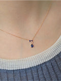 drop sapphire diamond necklace in 14k or 18k solid gold
