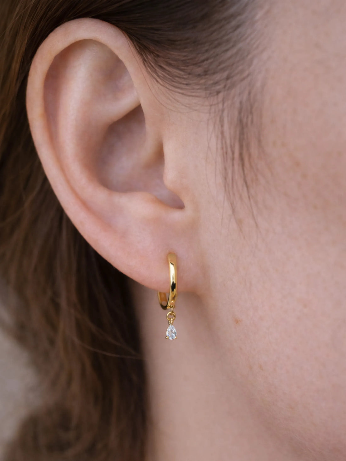 Drop Diamond Hoop Earrings