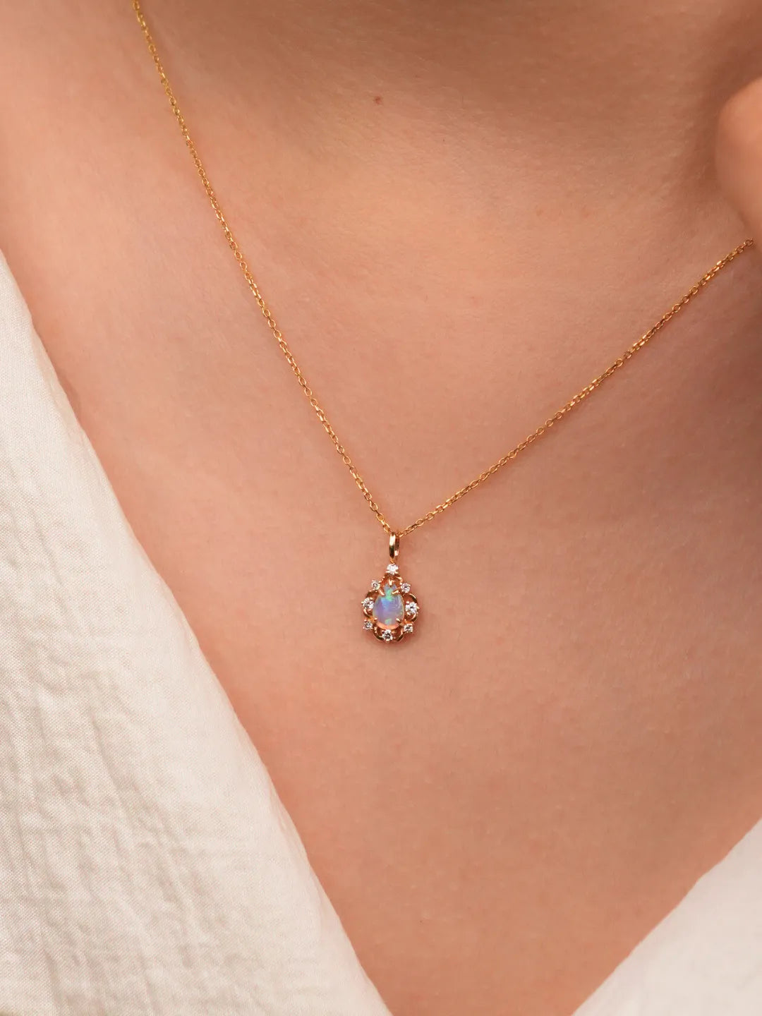 ELOISE Opal Diamond Pendant Necklace