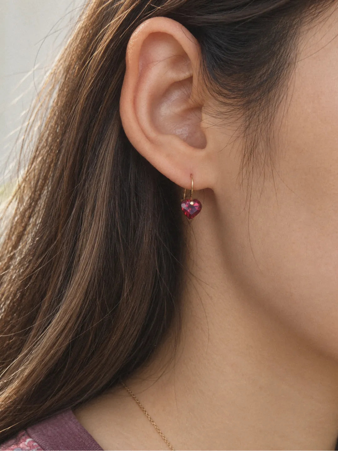 Heart-Cut Garnet Drop Earrings