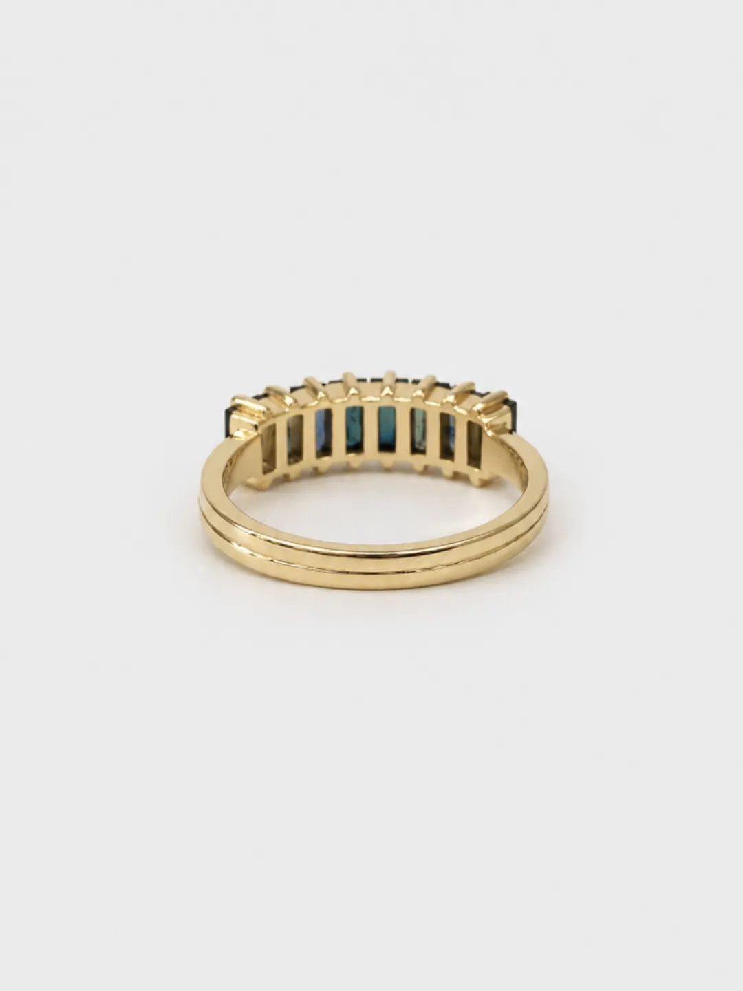 Isla Teal Sapphire Baguette Band detail view