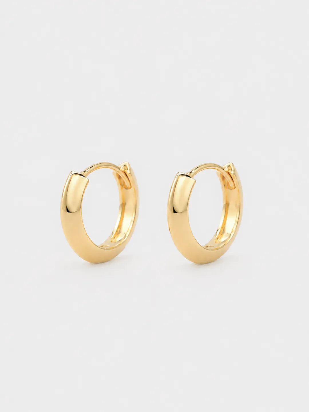 Knife Edge Hinge Huggie Hoops in solid gold