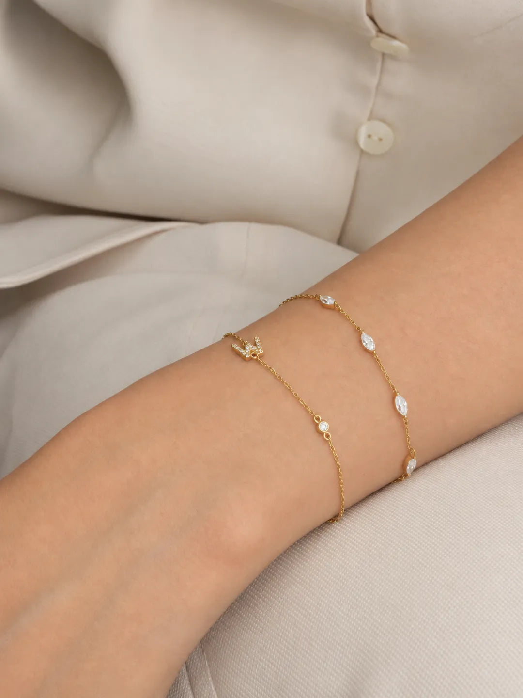 Letter Solid Gold Clavicle Bracelet
