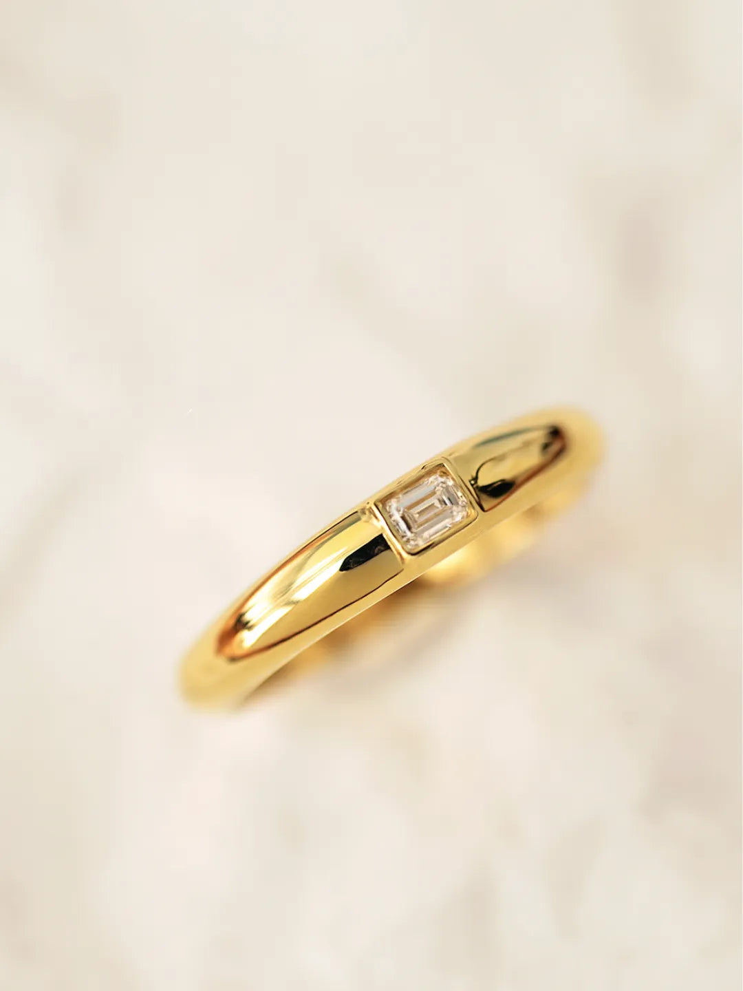 14k solid gold Emerald Diamond Bezel Ring by PETRALO