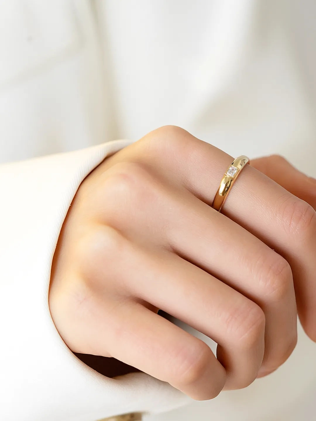 14k solid gold bezel ring featuring emerald and diamond by PETRALO