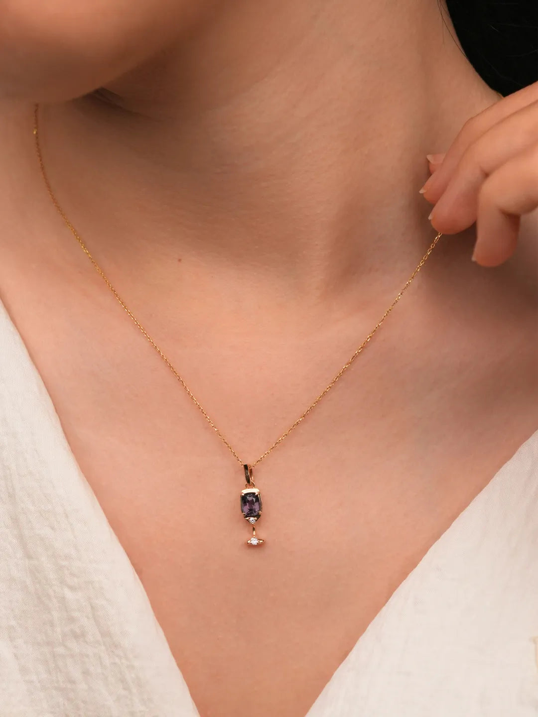 MERLOT Purple Spinel Wine Glass Pendant Necklace by PETRALO