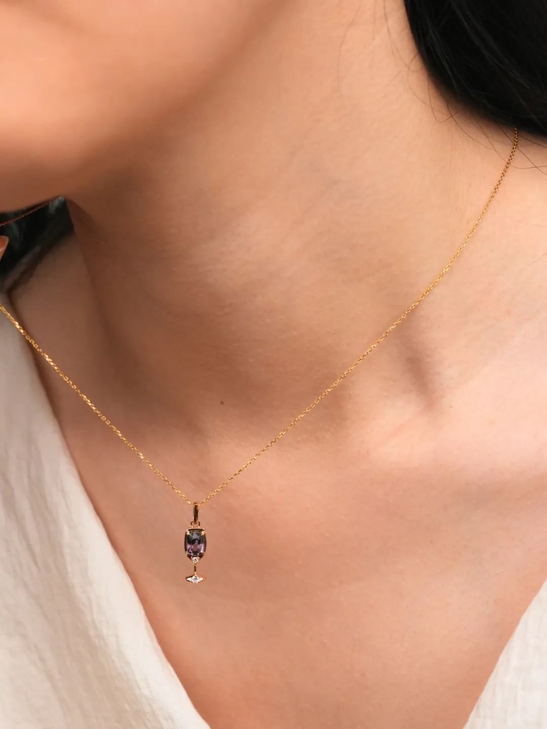 MERLOT Purple Spinel Wine Glass Pendant Necklace by PETRALO