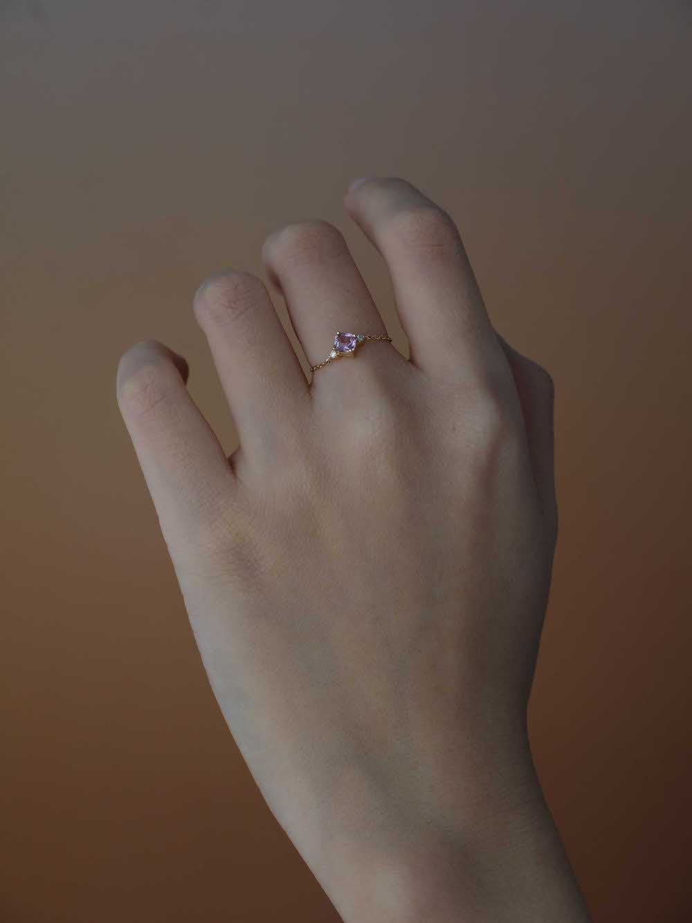 Natural Pink Spinel Chain Ring