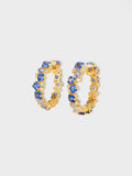 18k solid gold hoop earrings with blue sapphires and diamonds by PETRALO