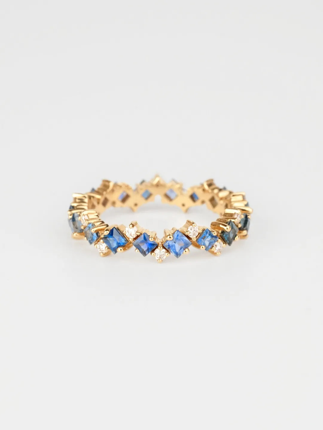18k solid gold Sapphire and diamonds eternity Ring by PETRALO