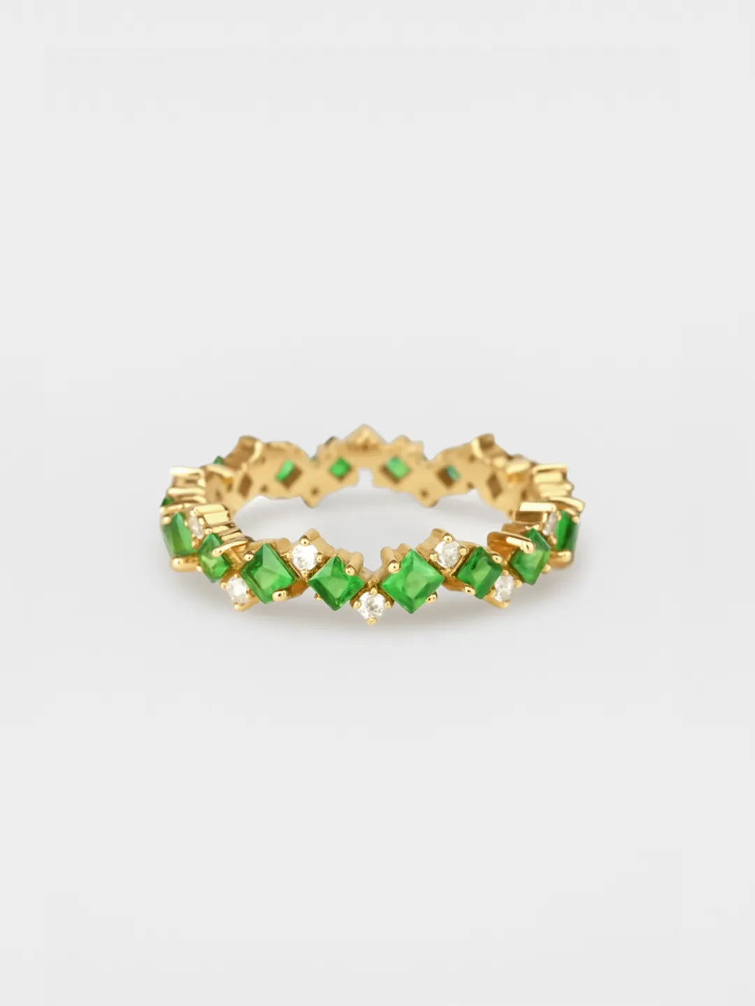 18k solid gold tsavorite and diamonds eternity Ring by PETRALO