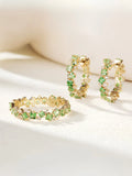 18k solid gold hoop earrings with tsavorites and diamonds by PETRALO