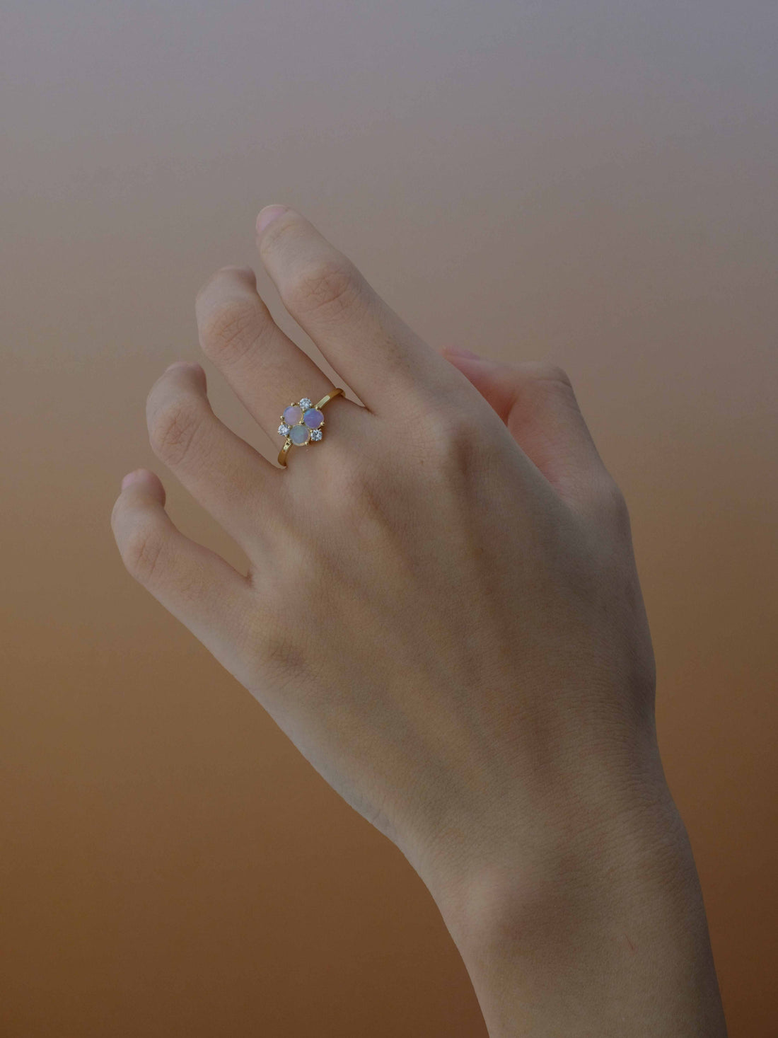 Opal and Diamond Clover Ring