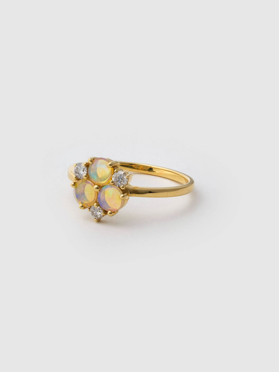 Opal and Diamond Clover Ring