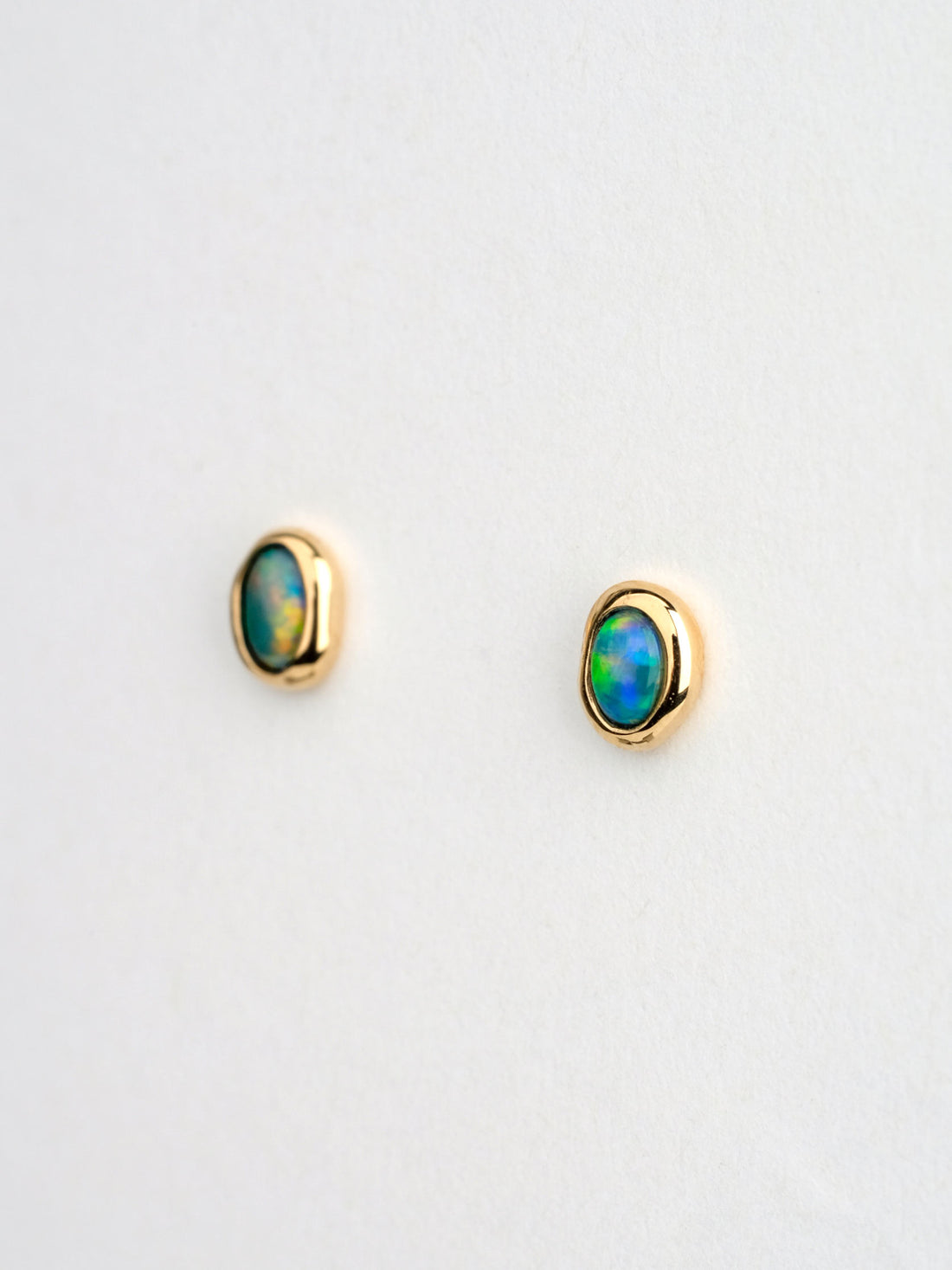 Oval Opal Bazel Set Stud Earrings