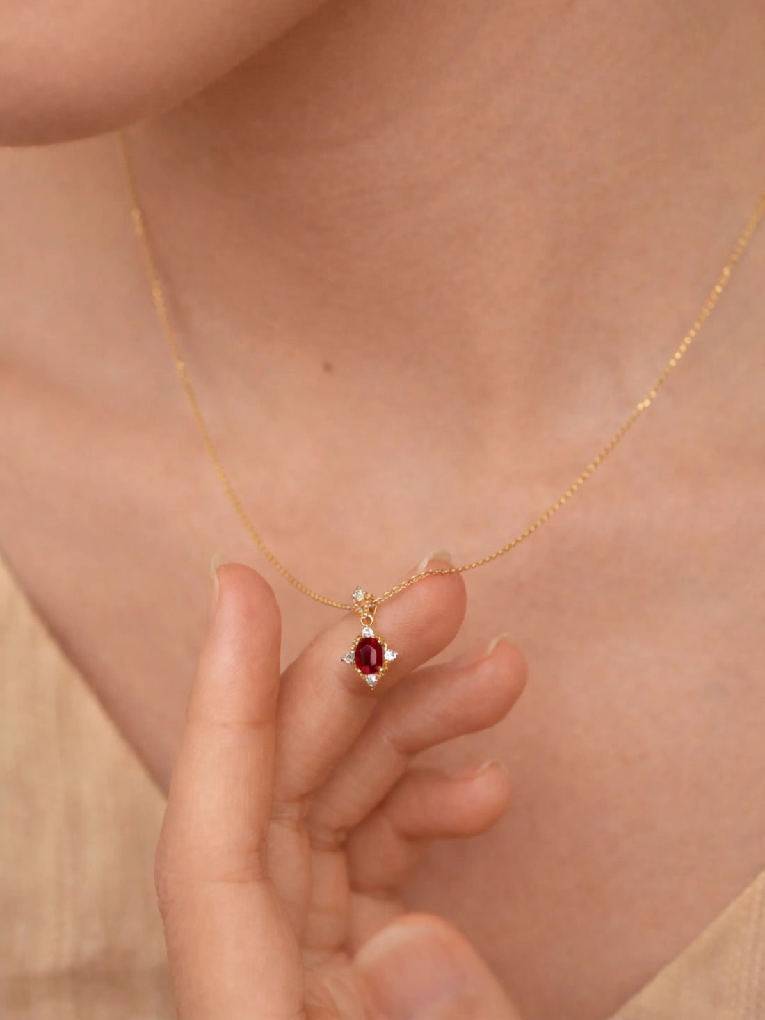 Oval Ruby Diamond Necklace/Pendant