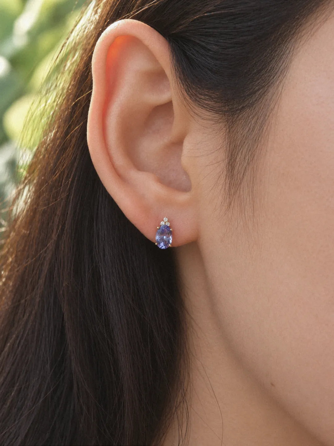 Oval Tanzanite Diamond Stud Earrings