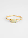 Oval Opal Diamond Three-stone Ring in 14k or 18k solid gold