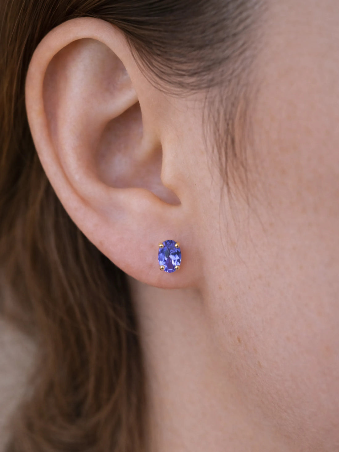 Oval Tanzanite Stud Earrings