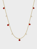 14k solid gold ruby and diamond station necklace by PETRALO