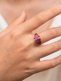 Rubellite Tourmaline Trilogy Ring in 18k solid gold