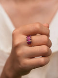 Rubellite Tourmaline Trilogy Ring in 18k solid gold