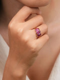 Rubellite Tourmaline Trilogy Ring in 18k solid gold