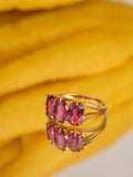 Rubellite Tourmaline Trilogy Ring in 18k solid gold