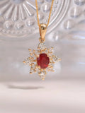 Snowflake Ruby and Diamond Necklace/Pendant, 14k/18k solid gold