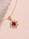 Snowflake Ruby and Diamond Necklace/Pendant, 14k/18k solid gold