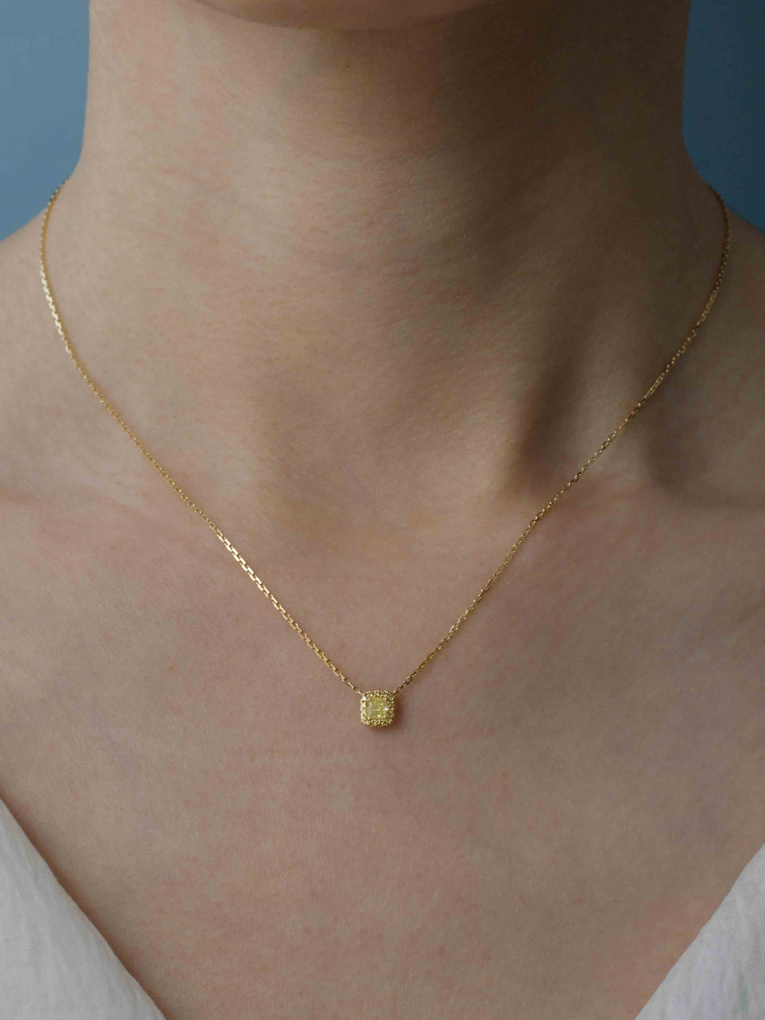 Square Yellow Diamond Necklace